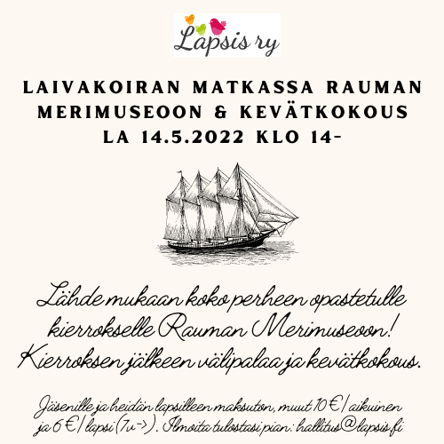 La 14.5.2022 klo 14- Laivakoiran matkassa Rauman Merimuseoon & Kevätkokous